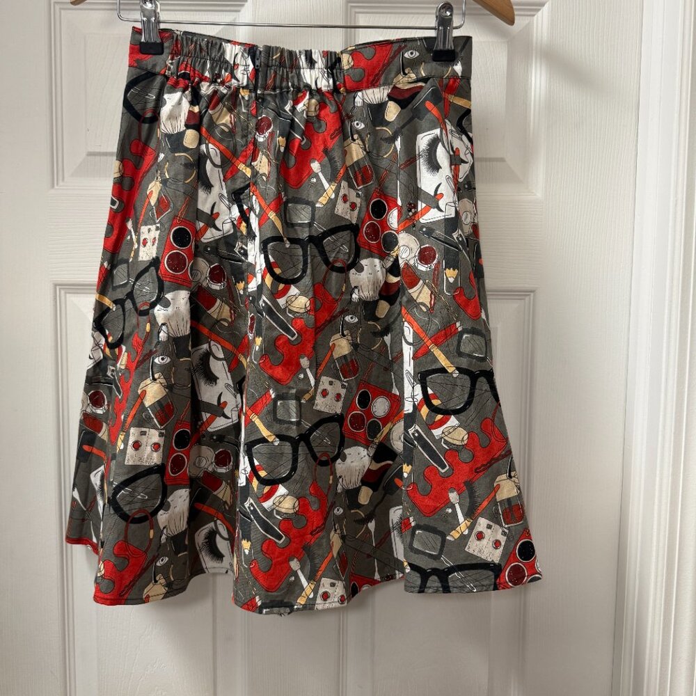 Retrolicious 3555 Purse Fillers A-Line Skirt 100% cotton with pockets size SMALL - Picture 2 of 12